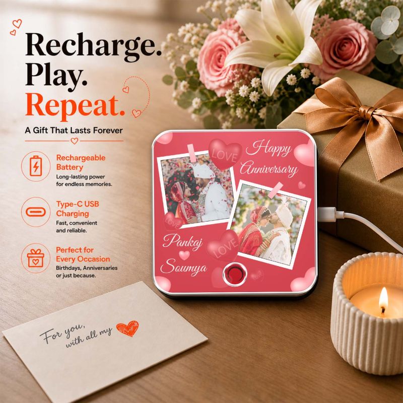 Happy for Husband Wife Personalized Music Fridge Magnet Custom with Photo & Song Refrigerator Magnets Decor Memory Photo Fridge Magnet